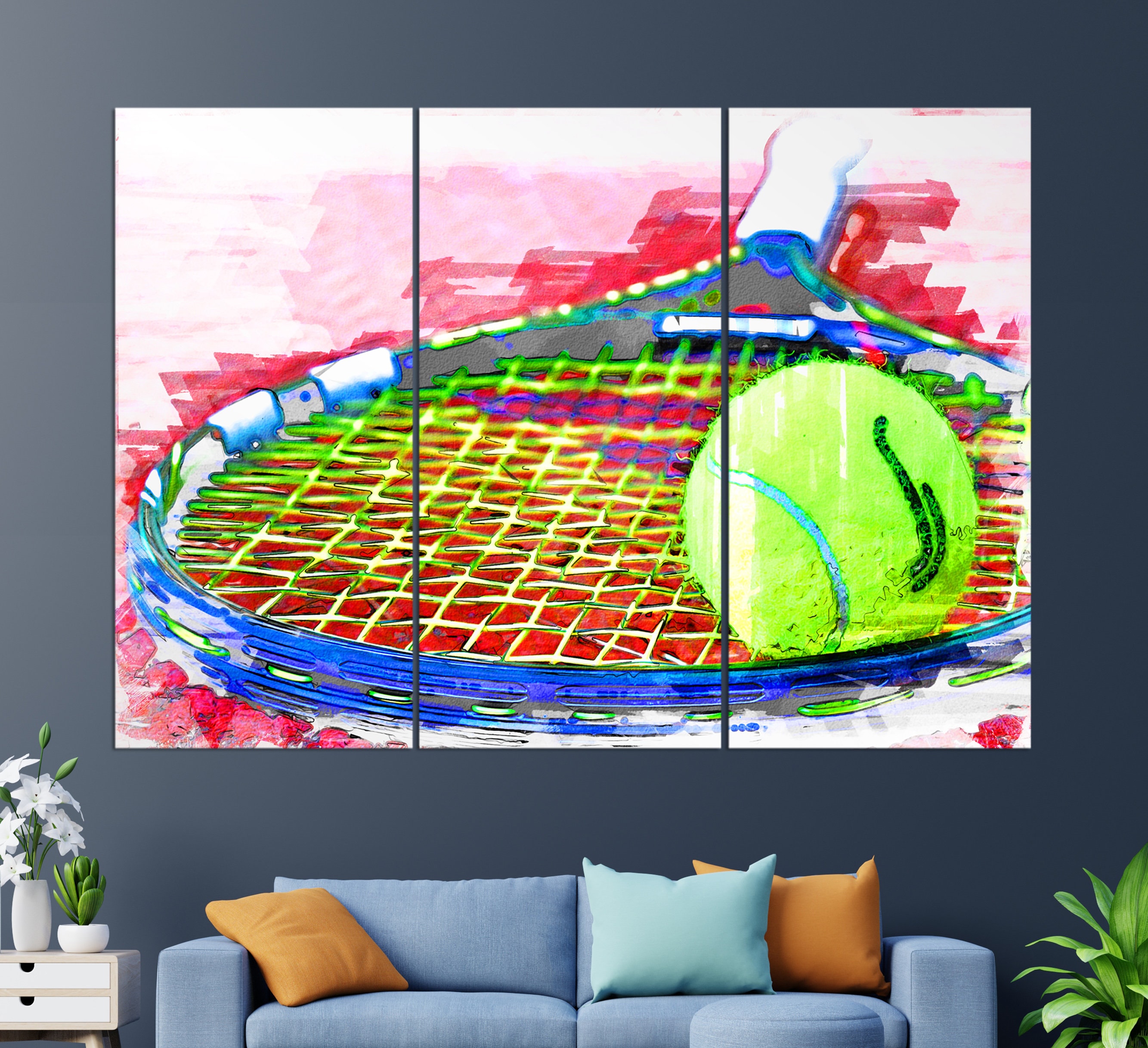 Tennis Wall Art, Abstract Tennis Canvas Print, Tennis Painting, Tennis Gift