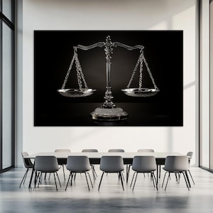 Minimalist Justice Canvas Print, Justice Wall Art, Justice Scales Poster, Law Wall Art, Lawyer Gift, Lawyer Office Decor