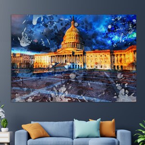 United States Capitol Canvas Print, US Capitol Building Painting, Washington Wall Art