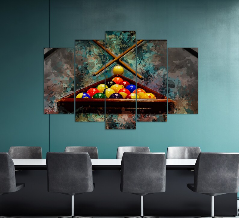 Billiards Wall Art, Billiard Painting, Billiard Canvas Print, Billiard Wall Decor, Billiard Room Decor zdjęcie 6