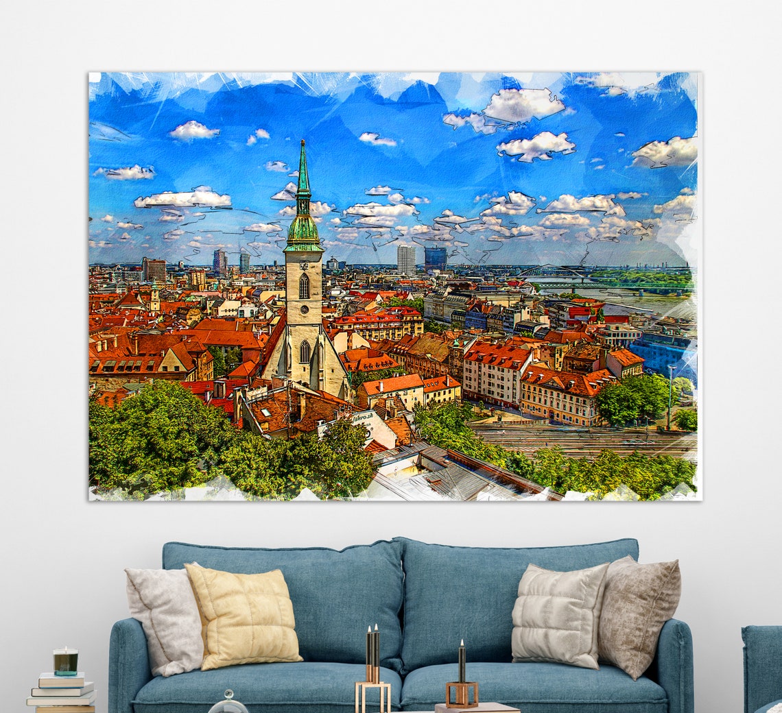 Bratislava Skyline Bratislava Canvas Print Bratislava Etsy