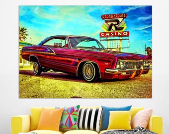 1968 Chevrolet Impala Leinwanddruck, Retro Chevron Gemälde, Vintage Cars Wandkunst, Retro Chevrolet Leinwanddruck, Impala Gemälde