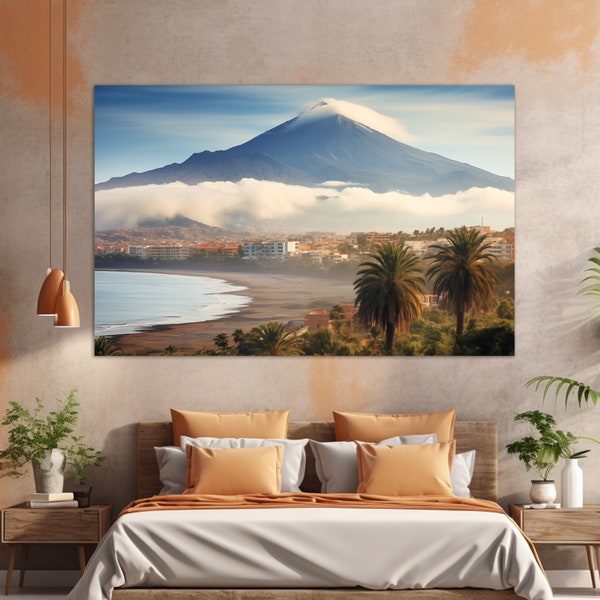 Mystical Tenerife Canvas Print, Canary Islands Wall Art, Tenerife Painting, Volcano Teide Canvas, Tenerife Wall Art, Spain Canvas Art