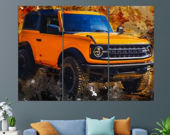 Ford Bronco Canvas Print, Ford Bronco Painting, Abstract Ford Wall Art, Ford Fan Gift