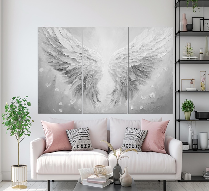 Angel Wings Painting Canvas Print, White Angel Wings Canvas Print ...