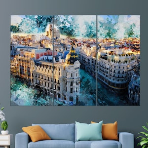 Madrid Canvas Print, Abstract Madrid Painting, Madrid Wall Art, Spain Canvas Art