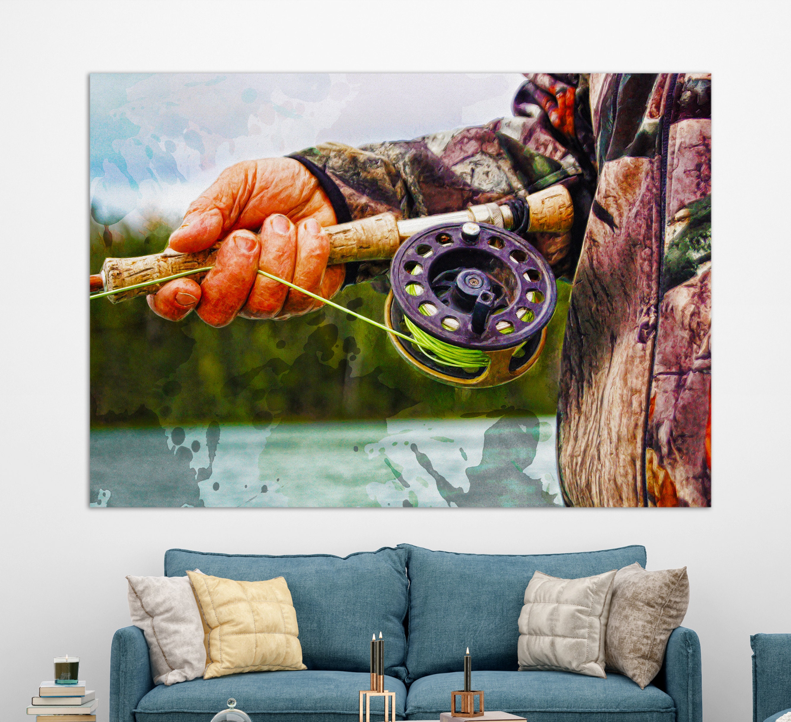 Fishing Wall Art Fishing Canvas Print Fishing Painting Etsy