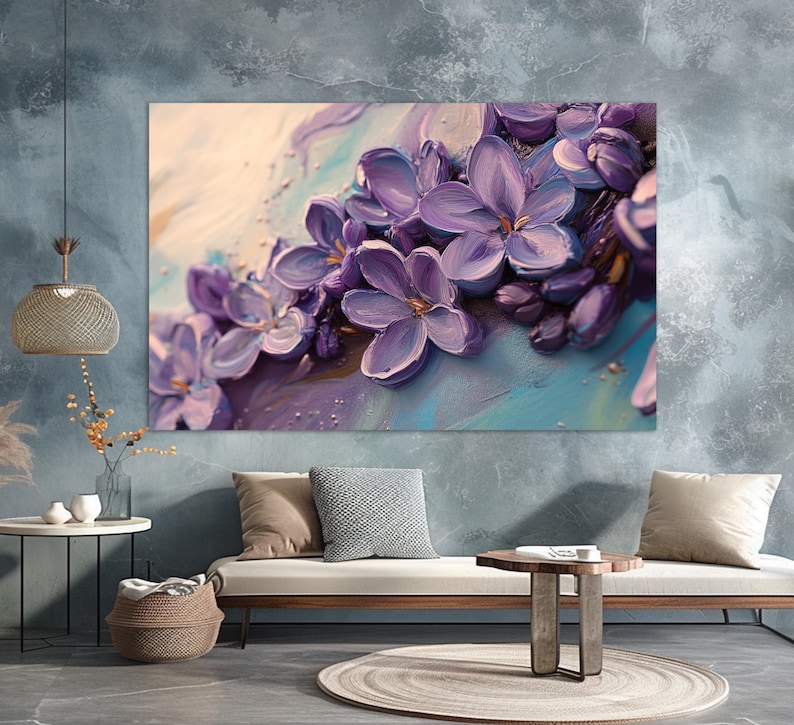 Lilac Flowers Canvas Print, Floral Wall Art, Flowers Painting, Floral ...