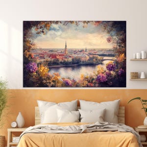 Riga Canvas Print, Abstract Riga Painting, Riga Wall Art, Latvia Canvas Art, Framed and Ready to Hang, Latvia Painting