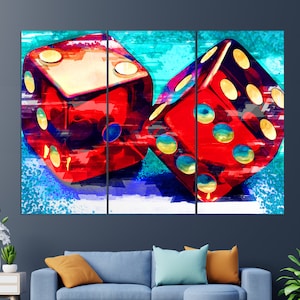 Dice Canvas Print, Casino Wall Art, Dice Painting, Casino Canvas Art