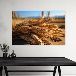 Wheat Canvas Print, Harvesting Wall Art, Wheat Close Up Print, Farmhouse Wall Art, Field Painting, Farm Wall Decor, Harvesting Canvas Art