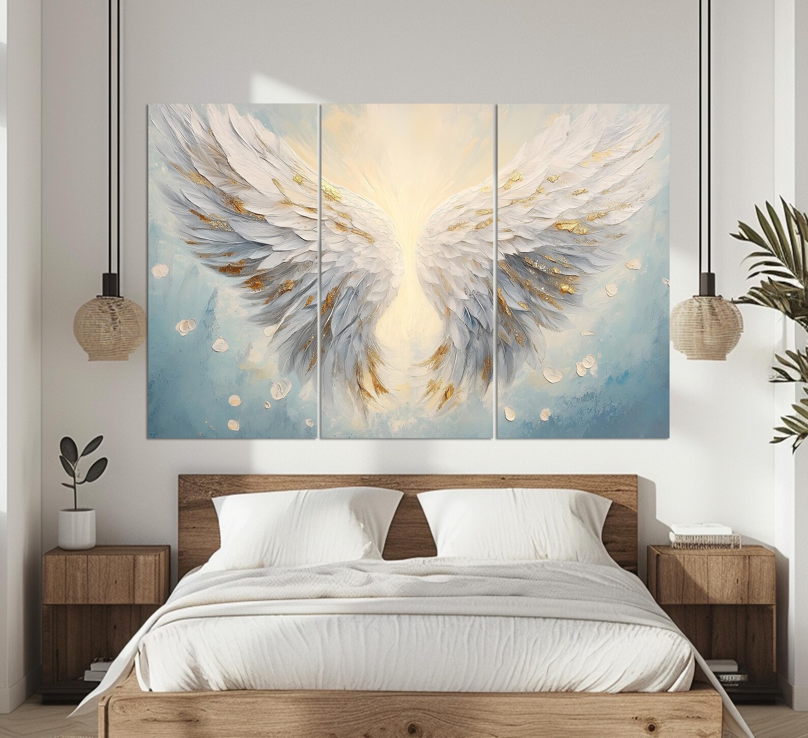 Angel Wings Painting Canvas Print, White Angel Wings Canvas Print ...