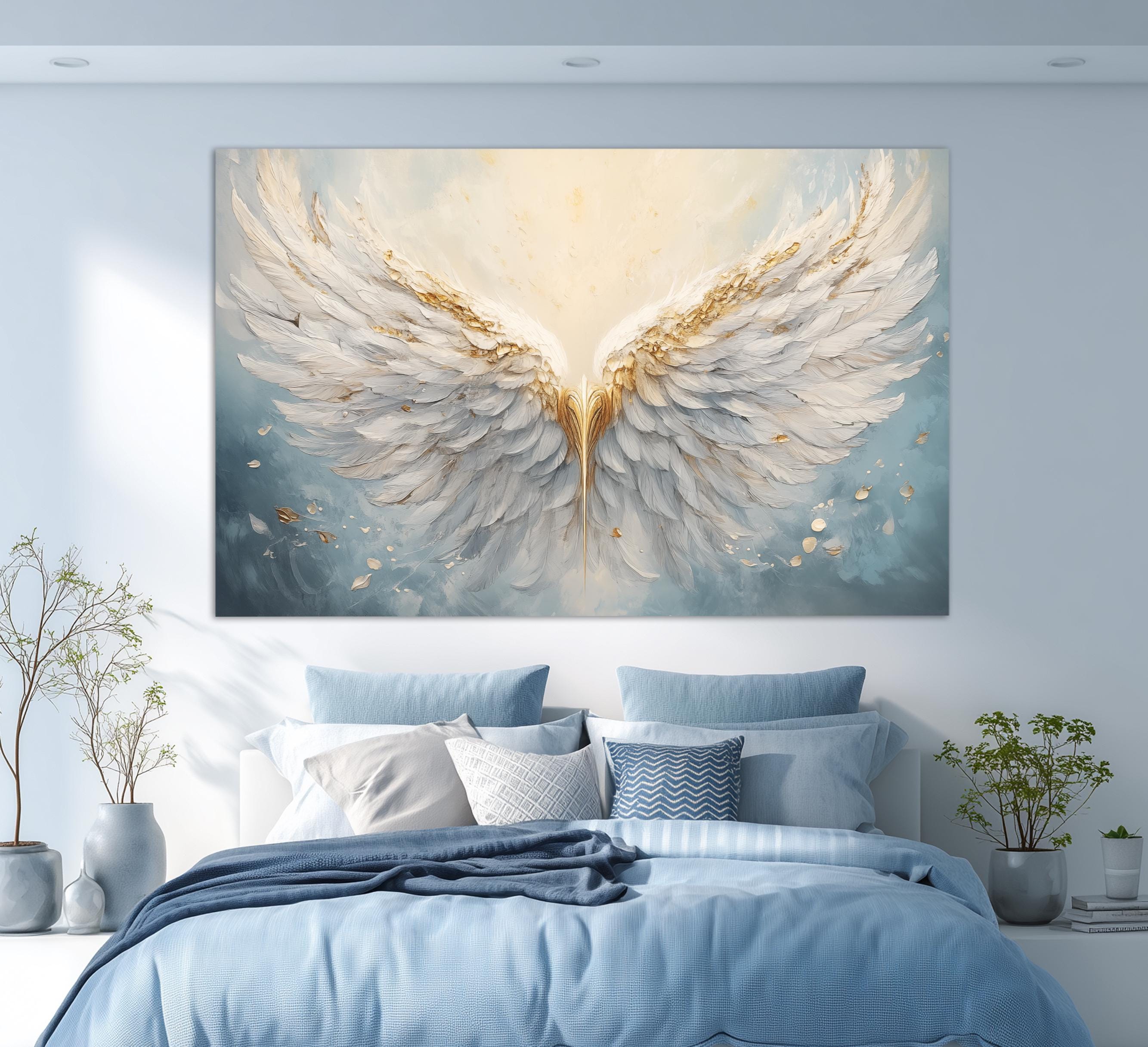 Abstract Eangels Abstract Angel Wings Canvas Print, White Angel Wings Painting ...