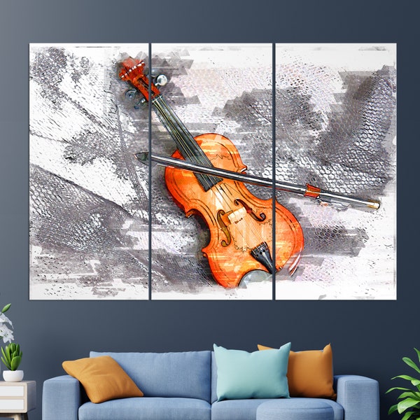 Peinture abstraite de violon, impression de toile de violon, art de mur de violon, cadeau de violoniste