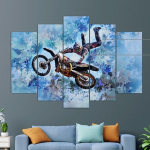 Dirt Bike Jump Canvas Print, Biker Gift, Motocross Wall Art, Extreme Sports Canvas Art, Dirt Bike Wall Art