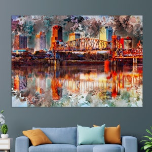 Little Rock Canvas Print, Little Rock Skyline, Little Rock Painting, Little Rock Wall Art