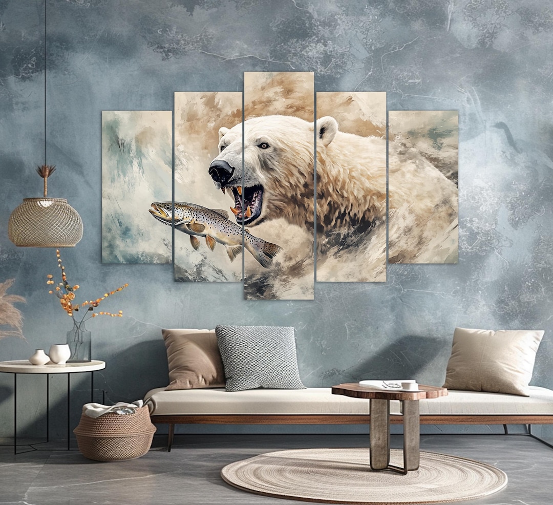 Polar Bear in the Fishery Canvas Print, Polar Bear Poster, Bears Wall
