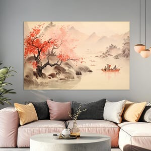 Minimalist Japanese Wall Art, Vintage Japan Painting Canvas Print, Japanese Painting, Japan Wall Art