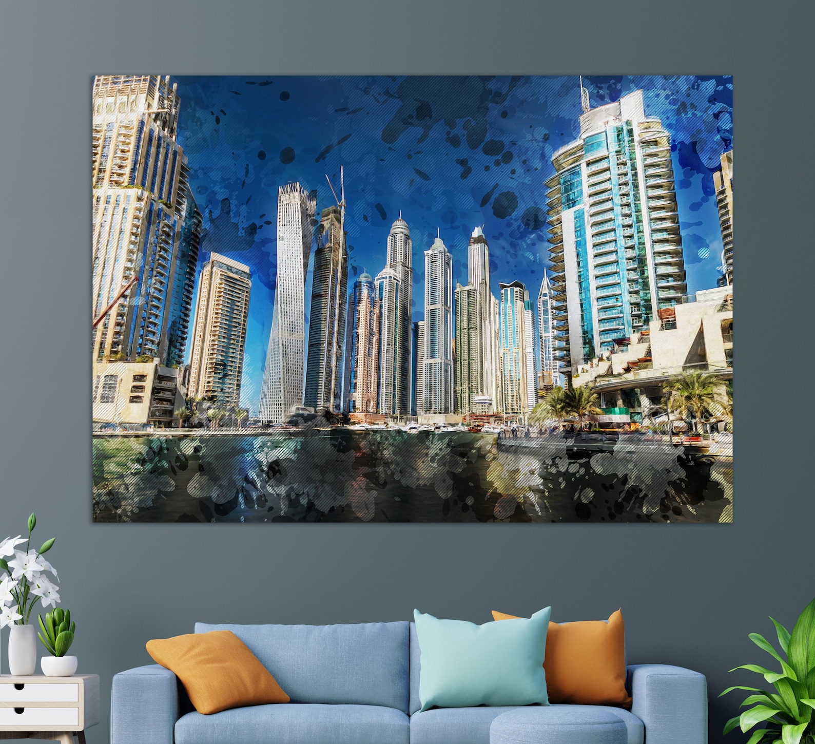 Dubai Canvas Print Dubai Wall Art Abstract Dubai Painting Etsy