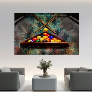 Billiards Wall Art, Billiard Painting, Billiard Canvas Print, Billiard Wall Decor, Billiard Room Decor image 2