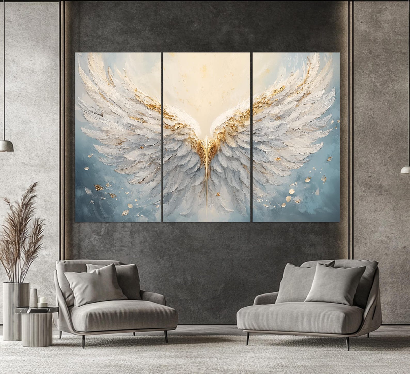 Abstract Eangels Abstract Angel Wings Canvas Print, White Angel Wings Painting ...