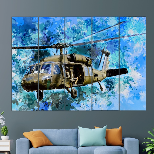 Sikorsky UH-60 Black Hawk Canvas Print, Military Helicopter Wall Art, Aircrafts Wall Art, Black Hawk Pilot Gift