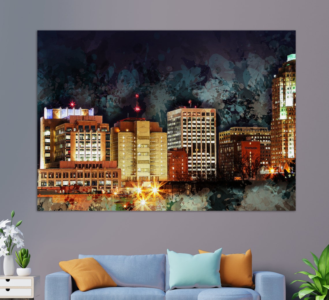 Abstract Raleigh Skyline Raleigh Canvas Print Raleigh Etsy