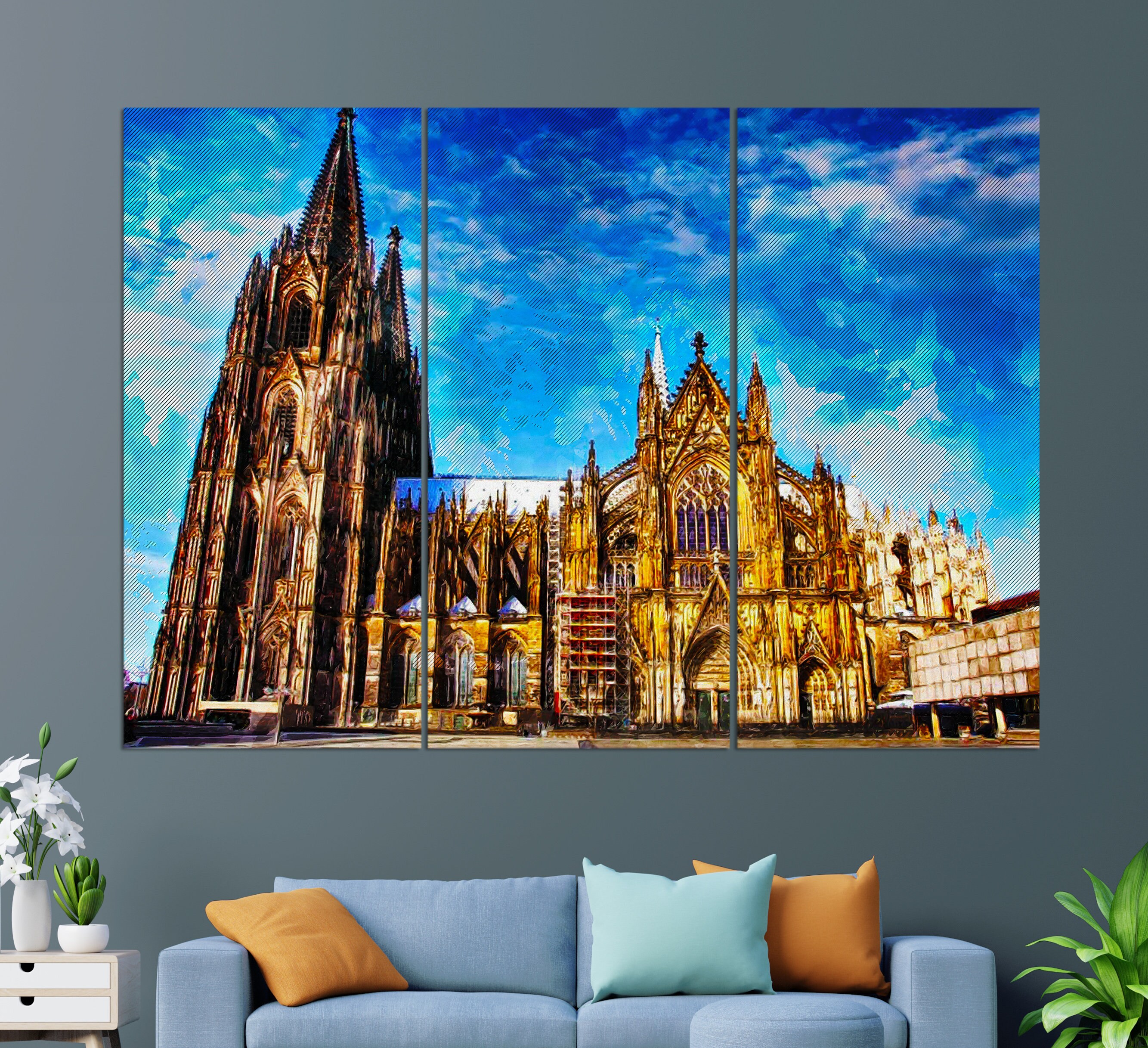 ケルン大聖堂のキャンバスプリント、ケルン大聖堂の絵画、ケルンの壁画