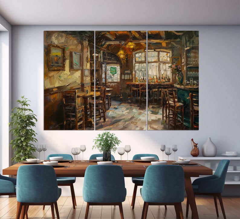 Irish Pub Vintage Painting Canvas Print, Pub Wall Art, Abstract Pub ...