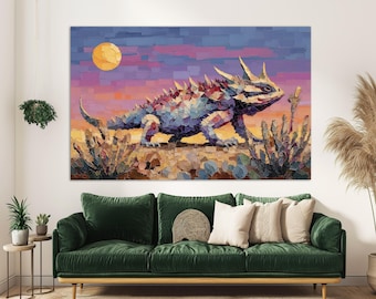 Abstract Reptile Canvas Print, Reptiles Wall Art, Reptile in Desert Canvas Art, Reptile Painting, Reptile Poster