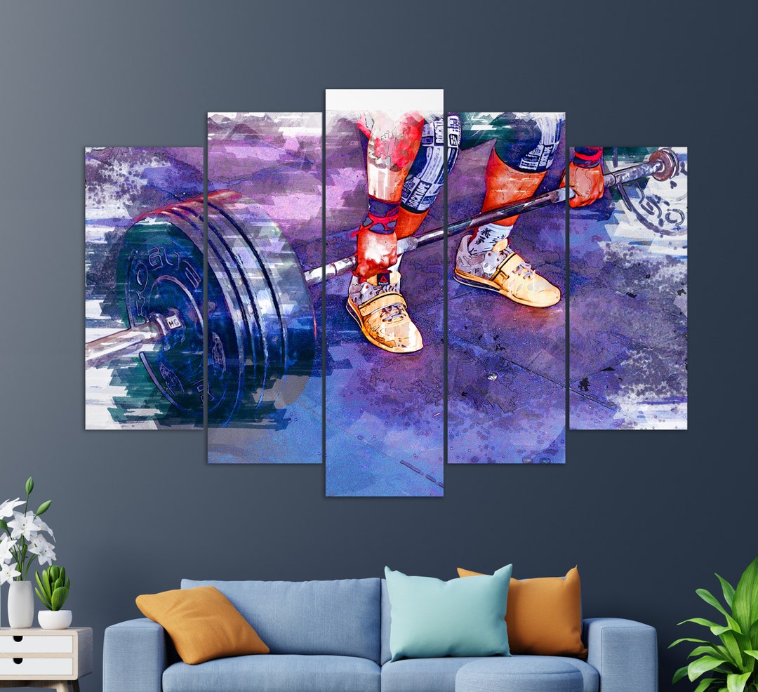 Workout Wall Art, Gym Wall Decor, Weightlifter Gift, Workout Canvas