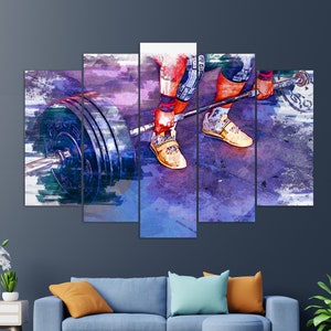 Workout Wall Art, Gym Wall Decor, Weightlifter Gift, Workout Canvas Print, Fitness Painting, Gym Wall Art