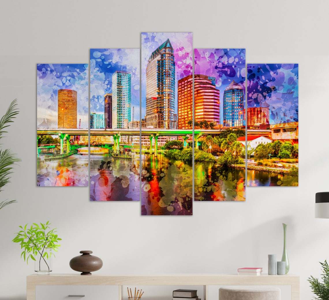 Tampa Canvas Print Tampa Painting Tampa Skyline Tampa Wall Etsy