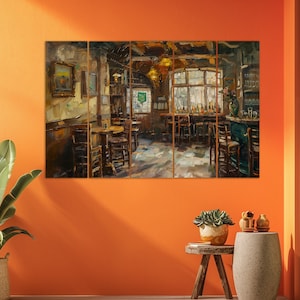 Irish Pub Vintage Painting Canvas Print, Pub Wall Art, Abstract Pub ...