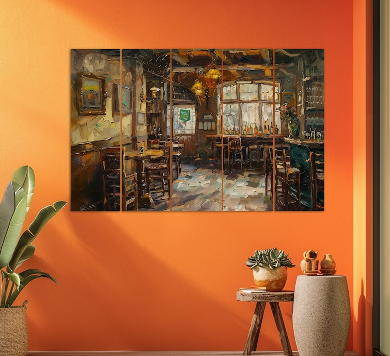 Irish Pub Vintage Painting Canvas Print, Pub Wall Art, Abstract Pub ...