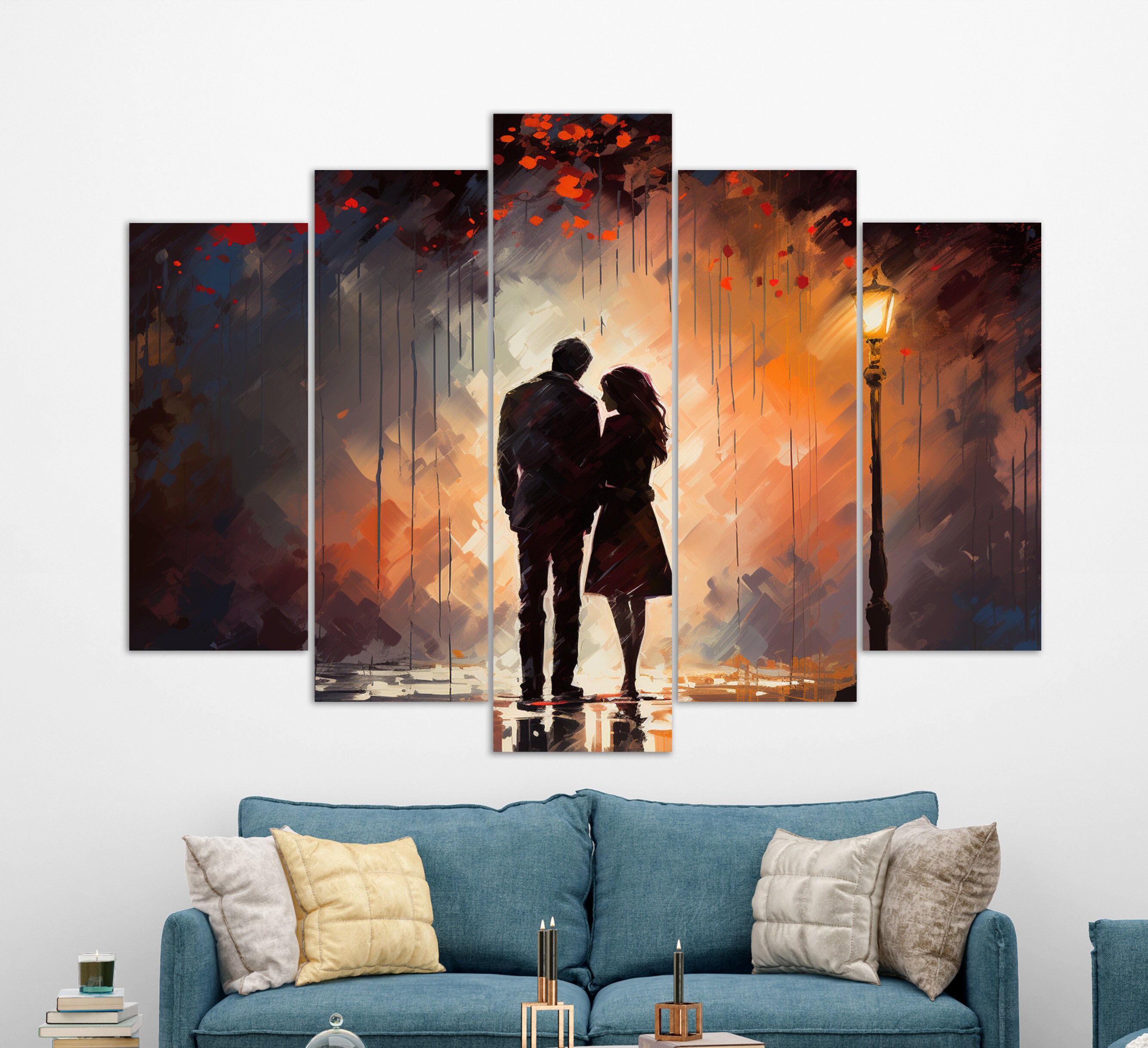 Romantic Wall Art, Couple in Love Canvas Print, Romantic Painting ...