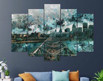 Abstract Louisville Canvas Print, Louisville Skyline, Louisville Painting, Louisville Wall Art