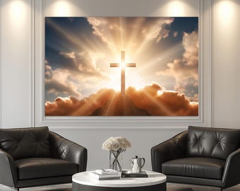 Arte religiosa de parede, pintura de cruz, arte bíblica de parede, decoração religiosa de parede