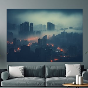 Shenzhen Wall Art, Misty Shenzhen Canvas Print, Shenzhen Skyline, Shenzhen Painting, China Wall Art