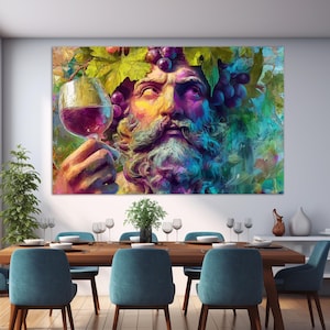 Dionysus - God of Wine Canvas Print, Wine Wall Art, Dionysus Painting, Dionysus Poster, Kitchen Wall Decor, Winery Wall Art