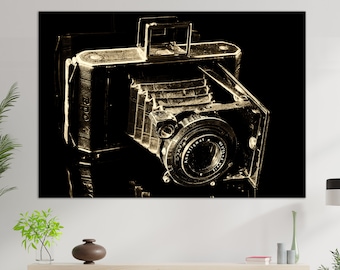 Impresión en lienzo de cámara vintage, arte mural fotográfico, regalo para fotógrafo, impresión de cámara retro