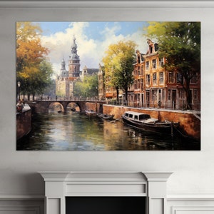 Amsterdam Ölgemälde, Amsterdam Leinwanddruck, Amsterdam Wandkunst, Niederlande Leinwand Kunst