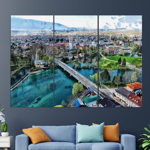 Bihać Skyline, Bihać Wall Art, Bihać Canvas Print, Abstract Bihać Painting, Bosnia and Herzegovina Wall Art