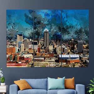 Abstract Indianapolis Canvas Print, Indianapolis Skyline, Indianapolis Painting, Indianapolis Wall Art
