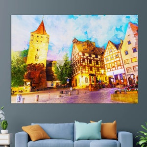 Nuremberg Canvas Print, Nuremberg Painting, Nuremberg Wall Art, Germany Canvas Art