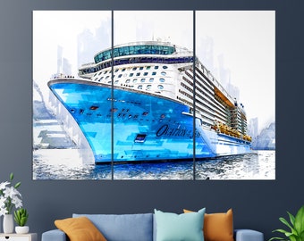 Ocean Cruise Ship Canvas Print, Ships Wall Art, Sailor Gift, Abstract Cruise Ship Painting, Ocean Ship Print