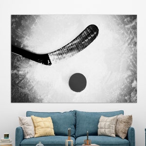 Ice Hockey Canvas Print, Ice Hockey Wall Art, Ice Hockey Painting, Ice Hockey Fan Gift, Hockey Stick Print