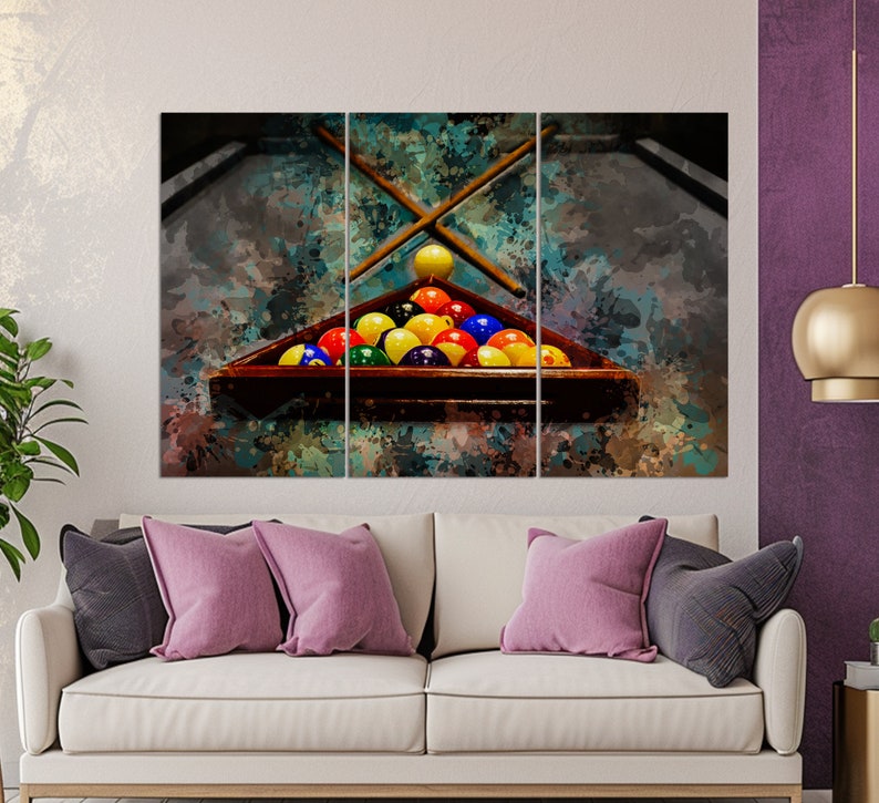 Billiards Wall Art, Billiard Painting, Billiard Canvas Print, Billiard Wall Decor, Billiard Room Decor image 3