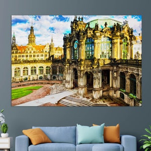 Altstadt, Dresden Canvas Print, Dresden Painting, Dresden Wall Art, Germany Canvas Art