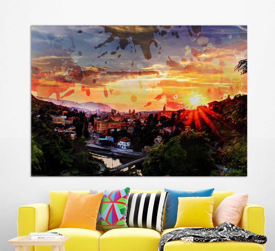 Sarajevo Canvas Print Sarajevo Skyline Sarajevo Wall Art Etsy